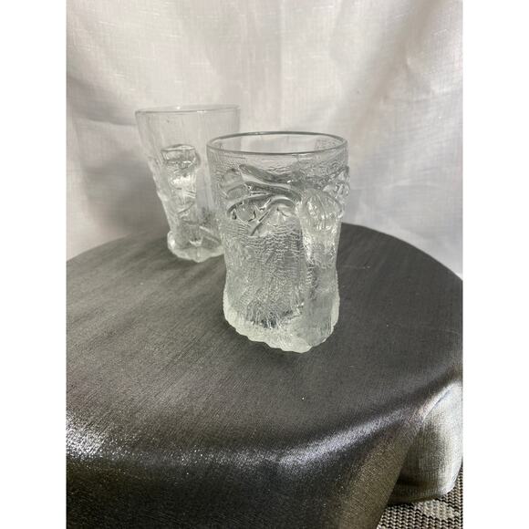 Set of 2 clear glass Flintstones "Roc McDonald" Mugs 1993 McD,Inc. 2 designs EUC - Picture 3 of 16